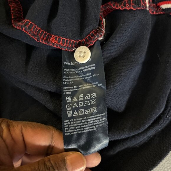 Tommy Hilfiger Mens Red/White/Blue Colorblock Polo Shirt Size M Stretch Cotton S - Picture 12 of 12